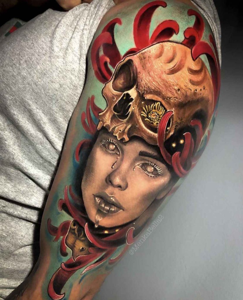 Foto de tatuagem feita por Menka Bella (@menkabella2)